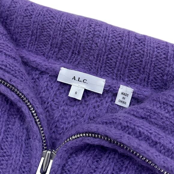 A.L.C. Everett Half-Zip Sweater in Purple - Picture 7 of 9
